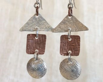 Fairytale playful geometric mixed metals earrings