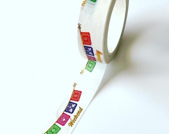 Days of the week papel picado washi tape gold foil