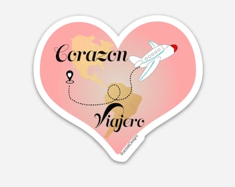 Corazon Viajero vinyl die cut  sticker