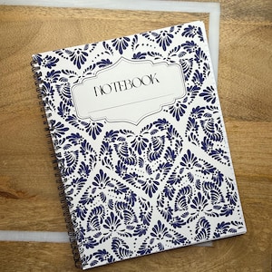 Talavera white and blue spiral  notebook