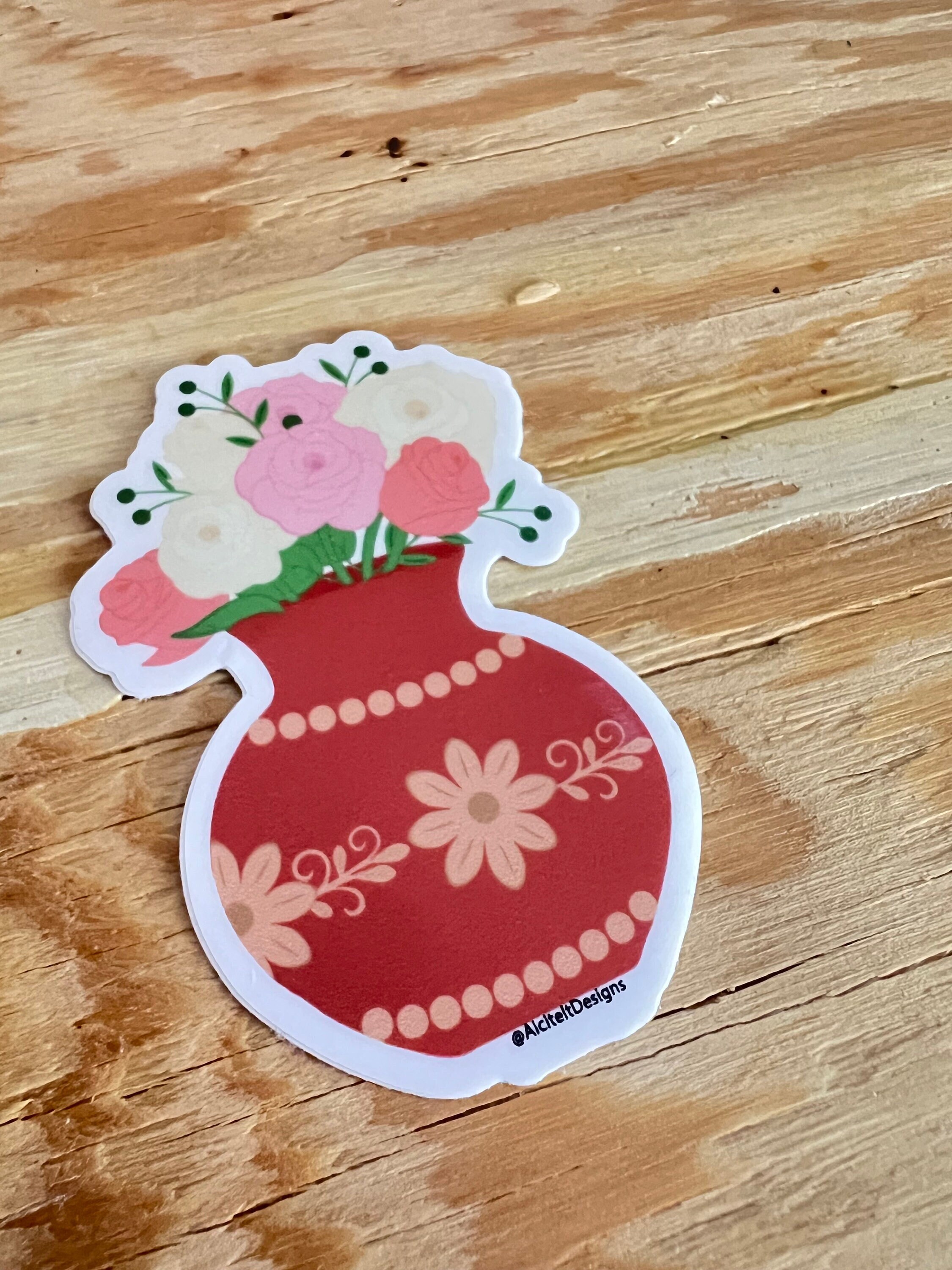 Florero de barro  die cut  vinyl sticker