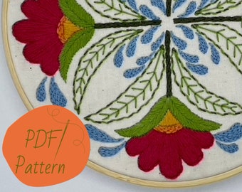 Lee Mandala Embroidery Pattern: Folk Art Floral (Digital Download)