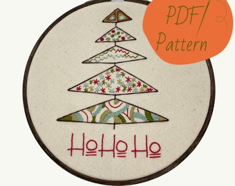 Retro Christmas Ho Ho Ho |  DIGITAL DOWNLOAD Embroidery Pattern