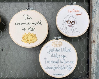 White Lotus Hand Embroidery Hoop Art: Parker Posey Quotes