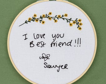 Hand Embroidered Custom Handwriting Remembrance Gift, Memorial Gift