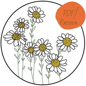 Chamomile Bouquet DIGITAL DOWNLOAD Embroidery Pattern | Beginner Intermediate Embroidery