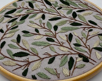 Leaf Embroidered Art 6" | Hand Embroidery Finished Hoop