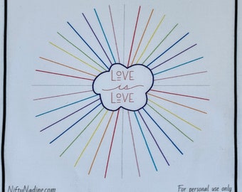 Love is Love Embroidery Pre-printed Pattern Sampler