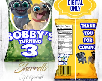 Puppy Dog Pals Theme Birthday Personalized Favor Bag -Candy Bag-Chip Bag- Party Bag-Popcorn Bag