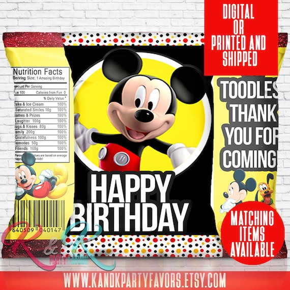 Mickey Mouse Theme Birthday Personalized Favor Bag Candy Etsy - personalised shopkins roblox party box candy bag etsy