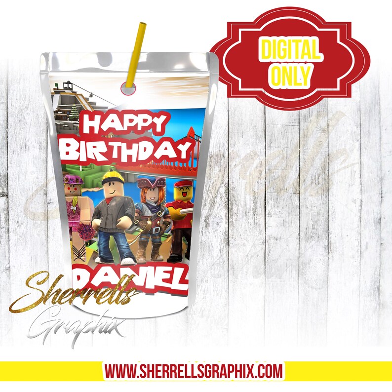 Roblox Theme Birthday Personalized Juice Label Juice Juice Etsy - image 0