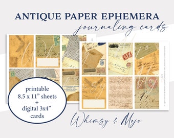 Vintage Aesthetic Journaling Cards, Printable Junk Journal, Scrapbook Paper, Digital Paper, Vintage Postal Ephemera, Stamps Envelopes