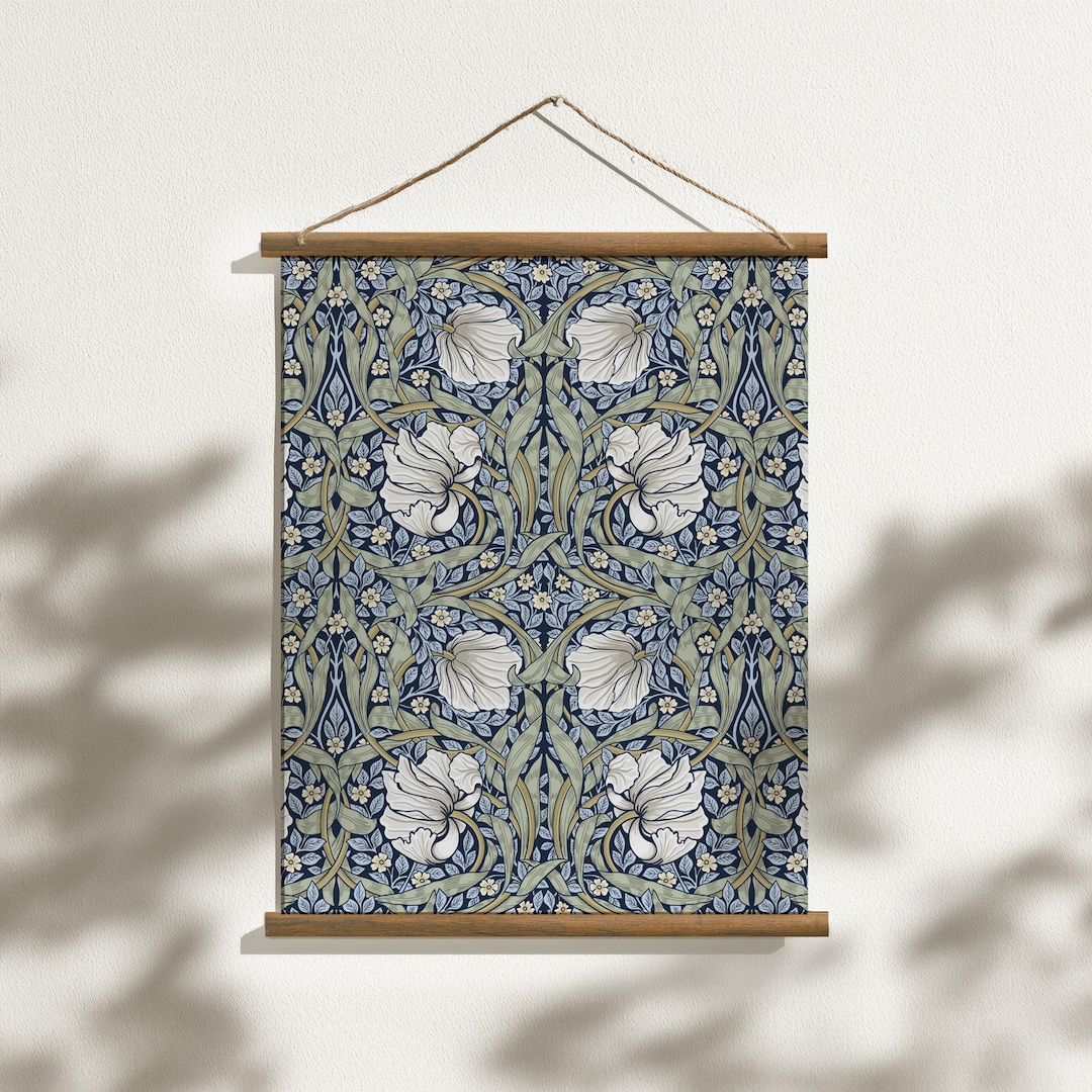 William Morris Pimpernel Wall Tapestry | Vintage Botanical Wood Topped ...