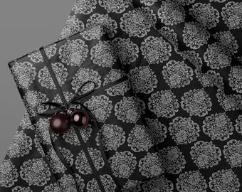 Whimsy Goth Gift Wrap, Black Gothic Wrapping Paper for Christmas and Birthday