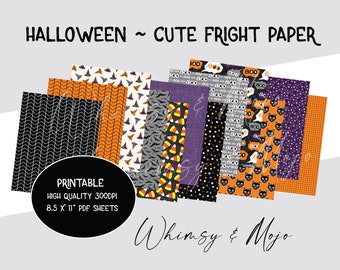 Halloween Printable Paper - Cute Fright 8.5x11" Digital Paper, Scrapbooking, Junk Journal Printable, Journaling