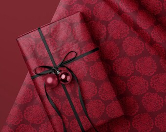 Gothic Damask Wrapping Paper, Red and Black Gift Wrap