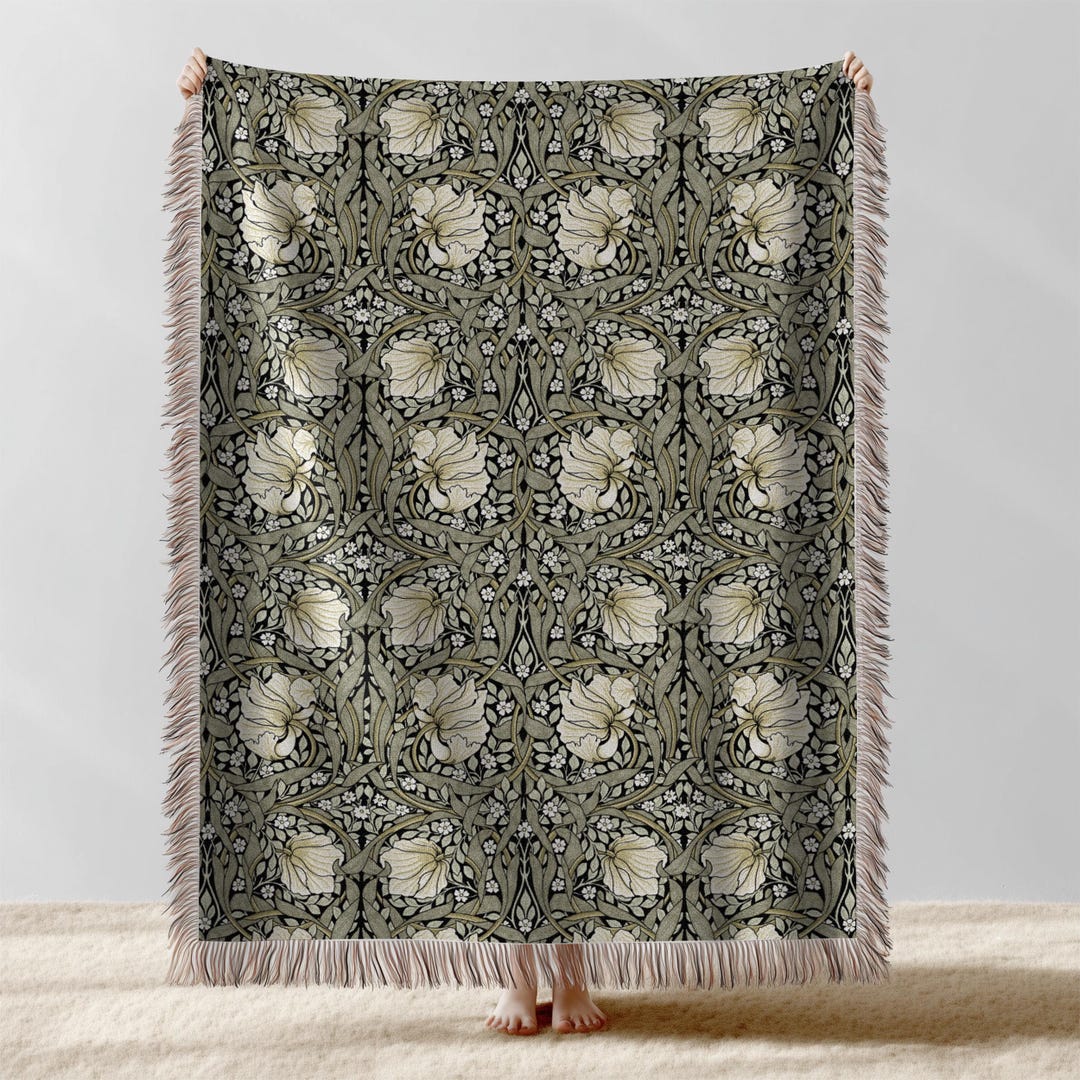 William Morris Woven Blanket Pimpernel Cotton Throw With Fringed Edges ...