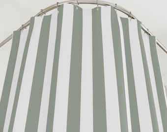 Desert Sage Stripe Shower Curtain: Neutral Minimalist Bathroom Decor