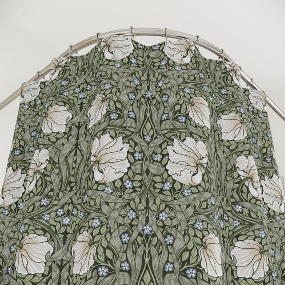 William Morris Pimpernel Shower Curtain: Sage Green Bath Decor