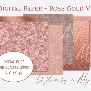Rose Gold Digital Paper: Bronze Textures, Printable Planner (Digital Download)
