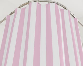 Pink Stripe Shower Curtain: Preppy Girl Bathroom Decor