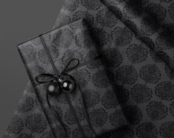 Whimsy Goth Gift Wrap, Black Gothic Wrapping Paper for Christmas and Birthday