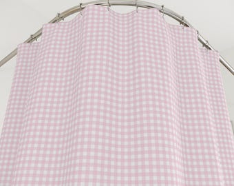 Pink Gingham Shower Curtain: Preppy Grandmillennial Bathroom Decor