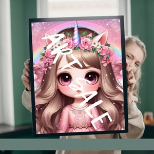 Aesthetic girlish unicorncore image teens gift idea wall hanging for nursery digital download