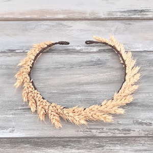 Real wheats diadem Femme energy Rustic headpiece Autumn wheatsheaf halo for woman Harvest festival Hair wreath Natural rustic head crown