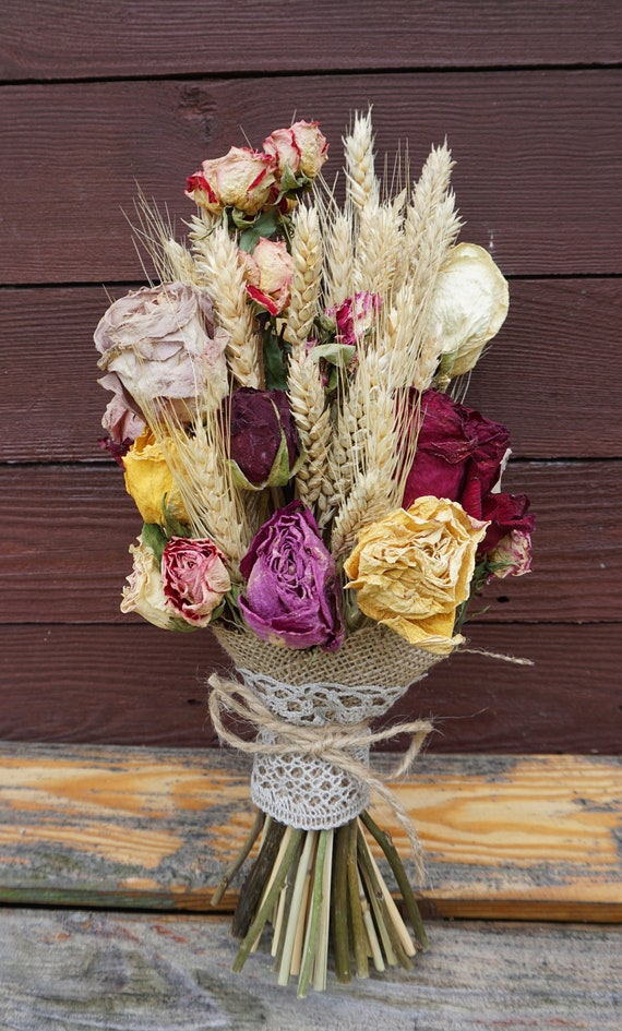 Summerautumn Bouquet Wedding Bouquet Dried Bouquet Fleurs Séchées Dry Rose Boquet Blumenstrauß Trocken Centrotavola Fiori Secchi Getreide