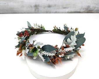 Autumn Eucalyptus Flower Crown: Rustic Woodland Headband
