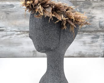 Meadow Plant & Feather Headpiece: Shamanic Wedding Hair Crown