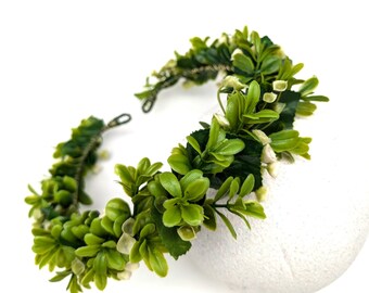 Faux Greenery Headband: Elven Bridal Crown, Woodland Party Accessory