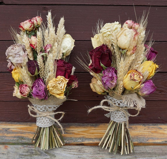 Summerautumn Bouquet Wedding Bouquet Dried Bouquet Fleurs Séchées Dry Rose Boquet Blumenstrauß Trocken Centrotavola Fiori Secchi Getreide