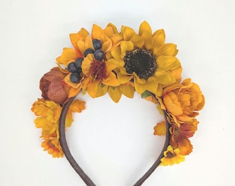 Elegant mexican style Headpiece Fall halo winter tiara Frida Haircrown Party Boho Woman Hair Accessories Day of Dead Kahlo Crown Red tiara