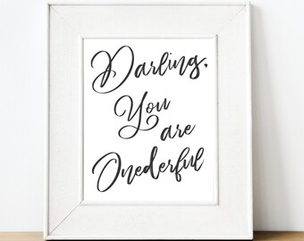 Darling You Are Onederful, Birthday Decor, Party Decor, Birthday Sign, Birthday Poster, Wall Art, Printable, First Birthday, 100