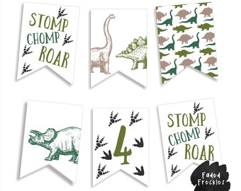 Printable Dinosaur Happy Birthday Banner Template Instant - Etsy