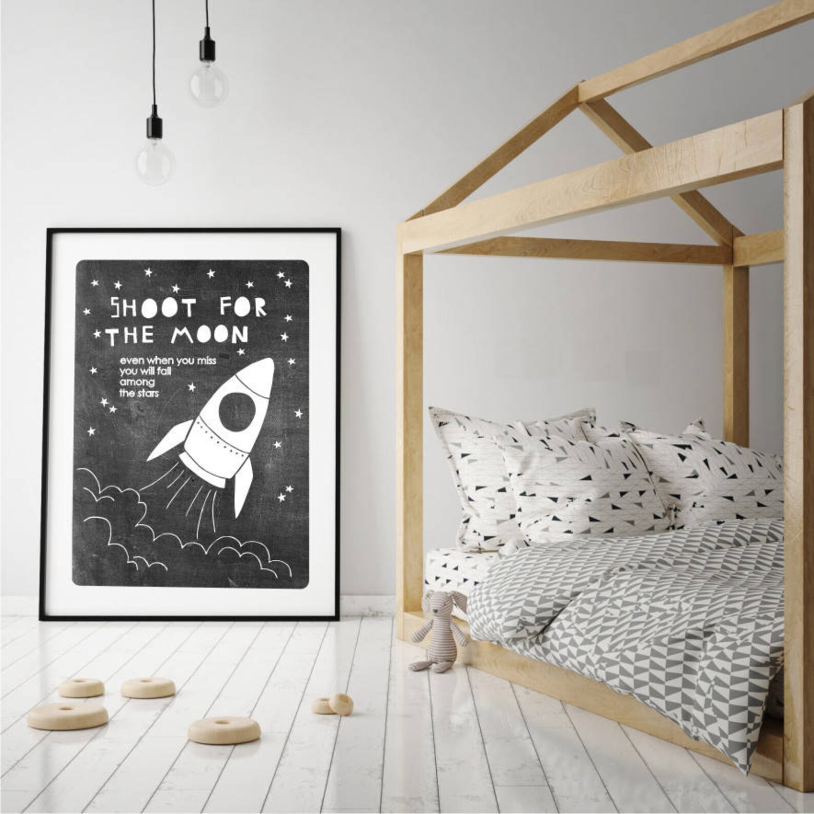 Rocket Ship Wall Art Instant Download Childrens Wall Art Etsy