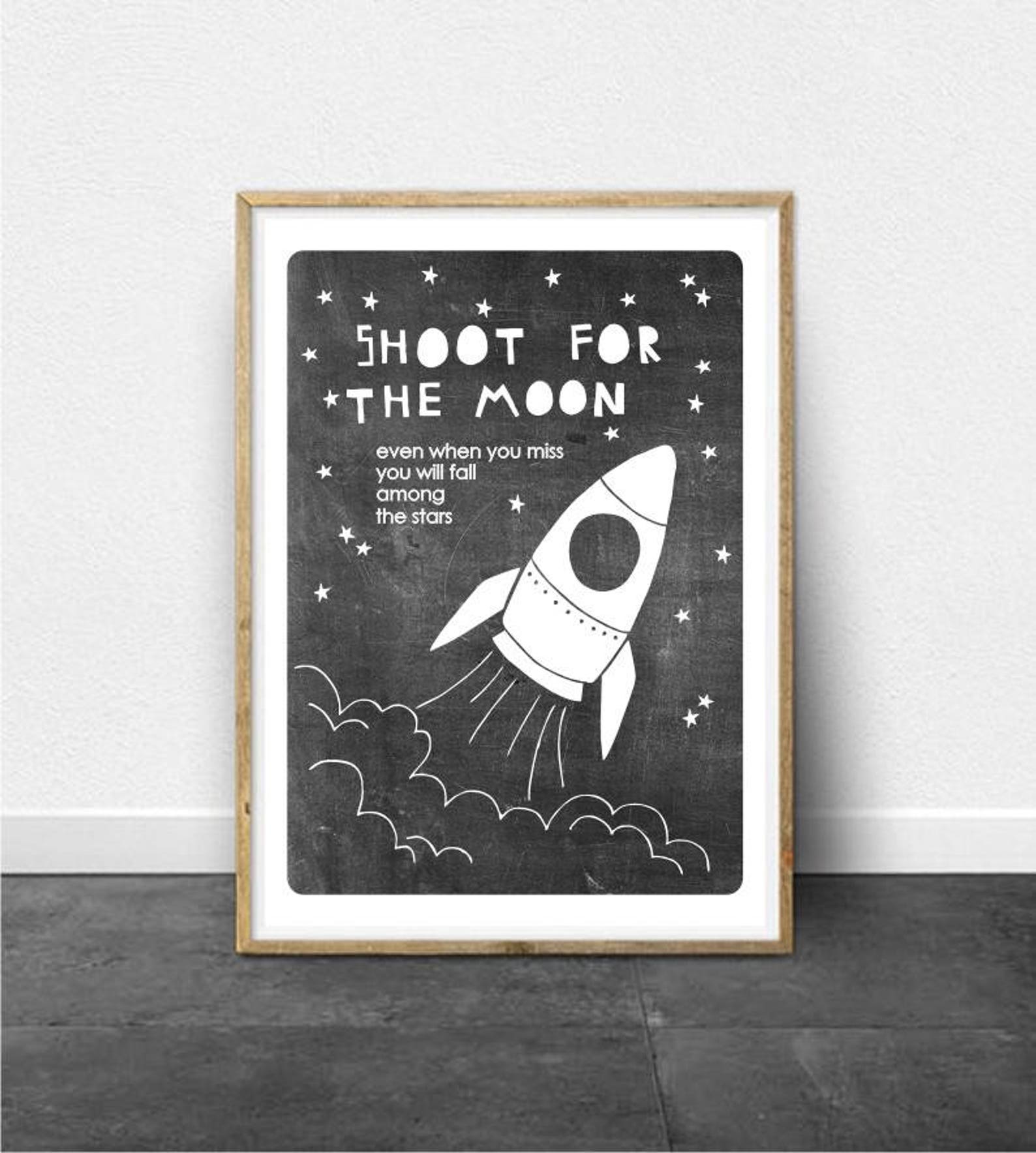 Rocket Ship Wall Art Instant Download Childrens Wall Art Etsy