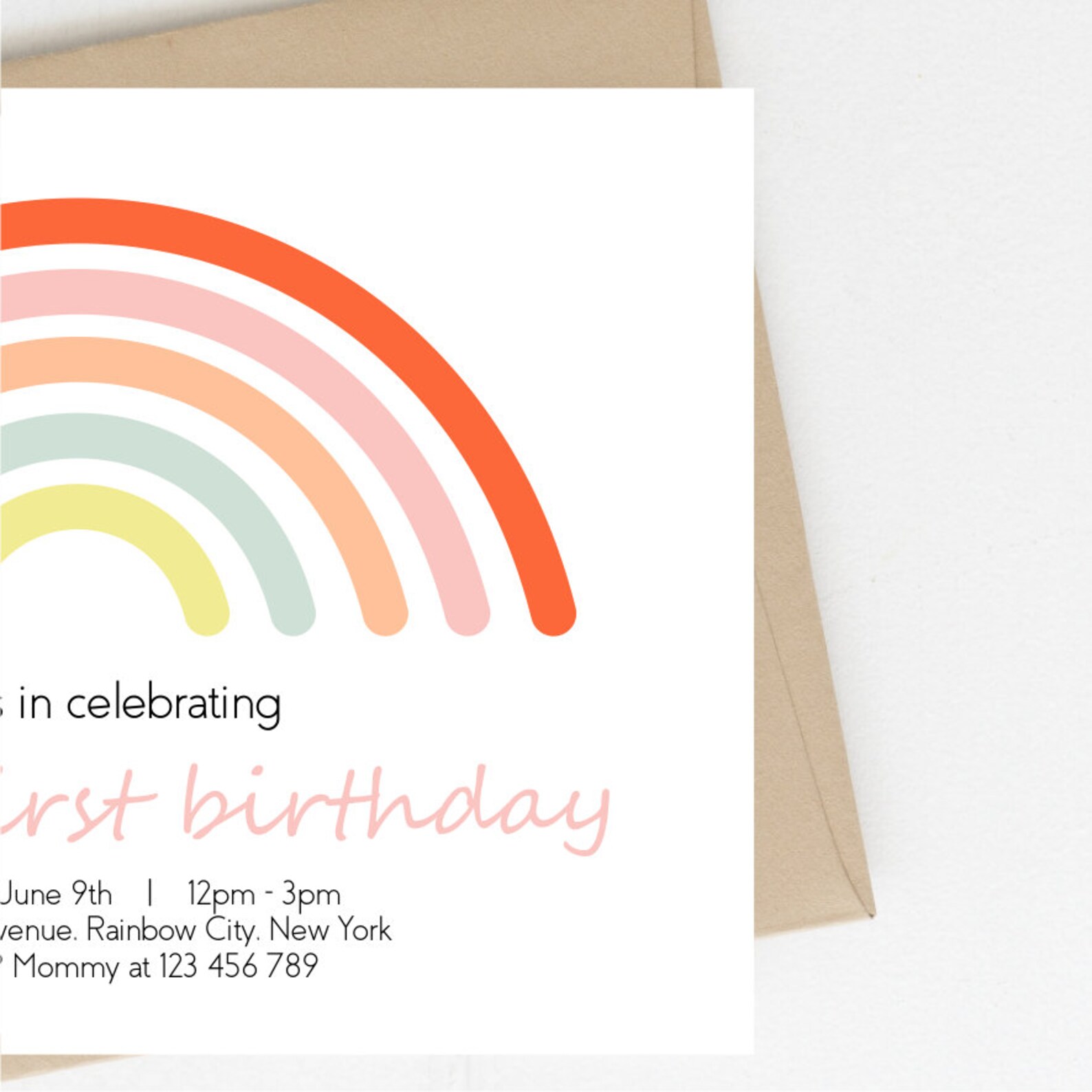 Editable Modern Rainbow Invitation Printable Rainbow - Etsy