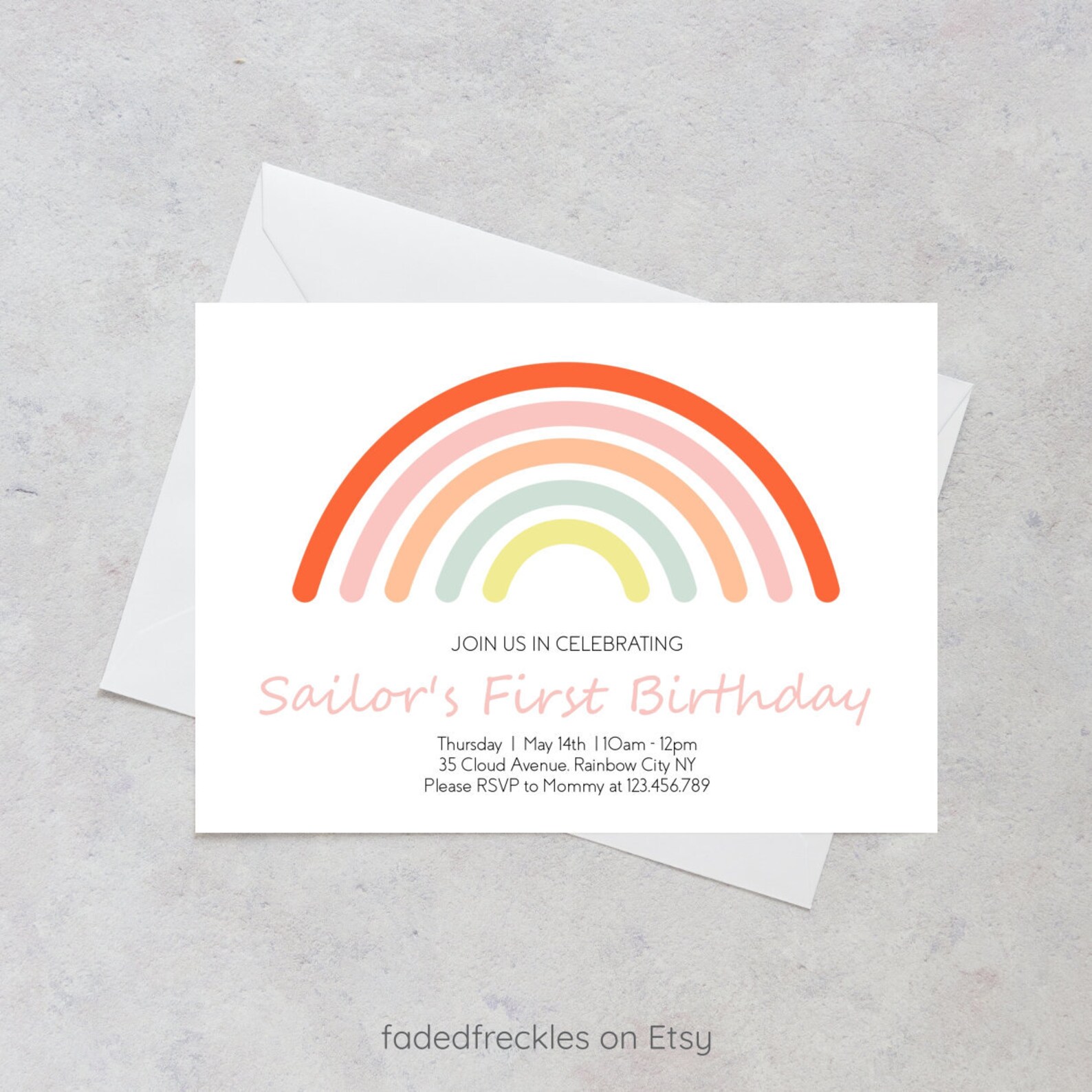 Editable Modern Rainbow Invitation Printable Rainbow - Etsy