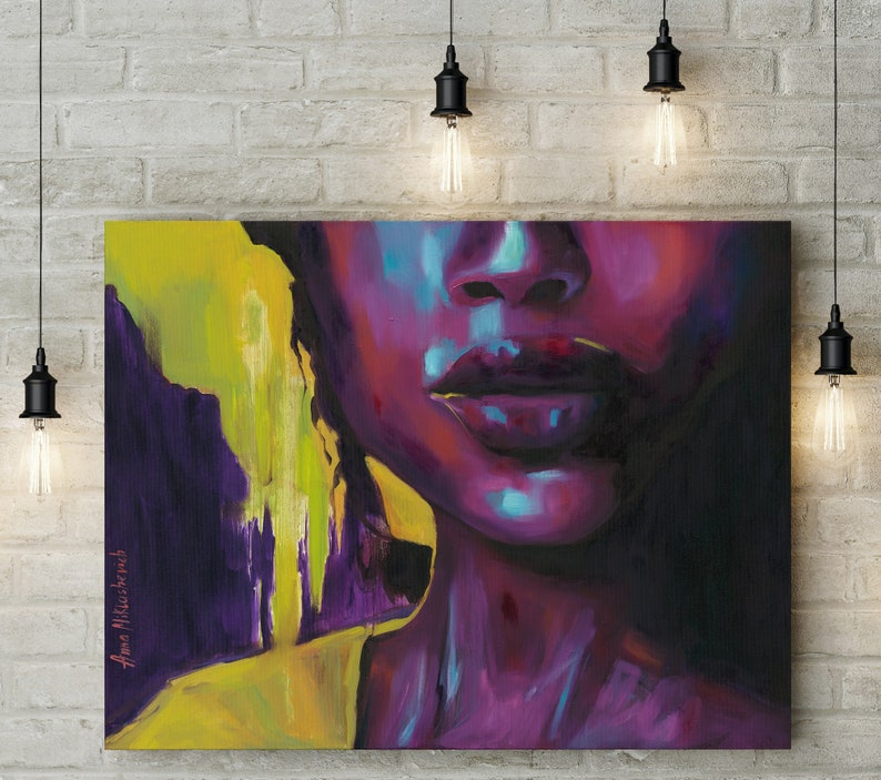 Black pride wall art Purple African American woman of color Etsy