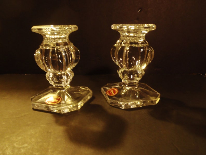 Gorham Fine Crystal Clear Glass Candle Holders Etsy