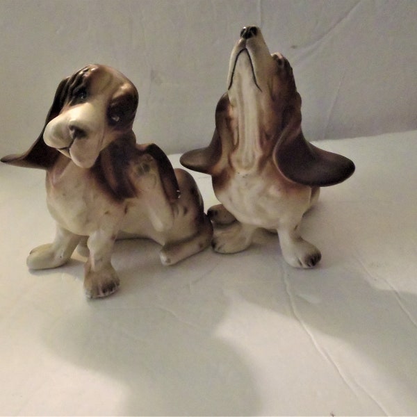 Norcrest Vintage   2 Basset Hound Ceramic  Figurines