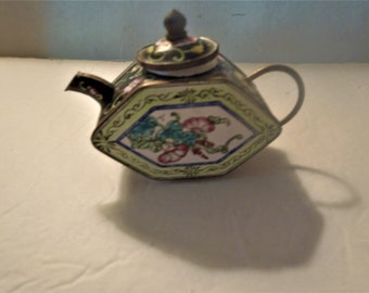 Set 4 Coffee Pot Teapot Blue Paint Dollhouse Miniatures Ceramic Supply 12930