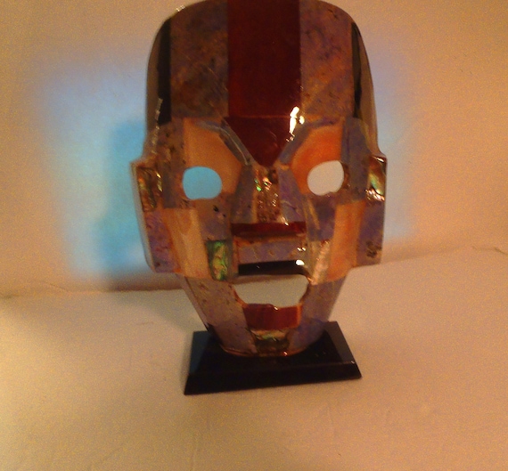 Mexican Tribal  Folk Art   Stone Mask  on Stand. - image 1