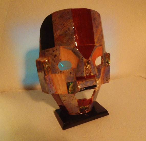 Mexican Tribal  Folk Art   Stone Mask  on Stand. - image 3