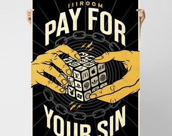 Pay For Your Sin Rubik's Cube Poster / Graphic Wall Art / Home Decor Print