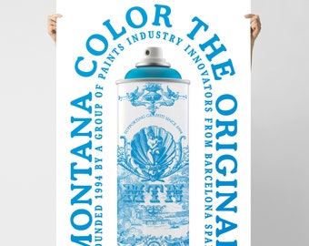 Montana Spray Paint Can With Baroque Print Art Poster / Street Art Vs. Classic Art Graphic Print