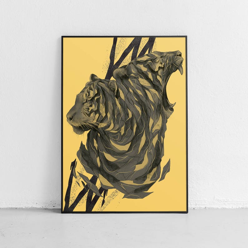 Tiger Poster / Pencil Drawing Wall Art / Wildlife Decor Print image 2